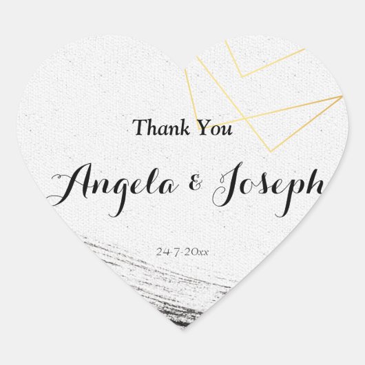 Geometrische moderne zwarte en goudWaterverf Hart Sticker (Voorkant)