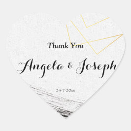 Geometrische moderne zwarte en goudWaterverf Hart Sticker