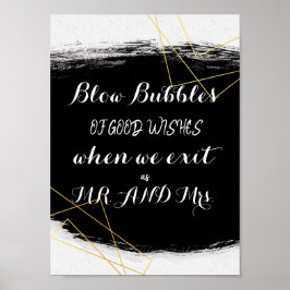 Geometrische moderne zwarte en goudWaterverf Poster