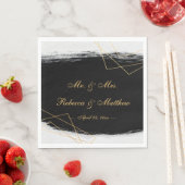 Geometrische moderne zwarte en goudWaterverf Servet (Insitu)