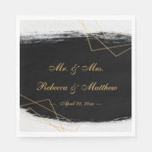 Geometrische moderne zwarte en goudWaterverf Servet (Voorkant)