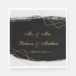 Geometrische moderne zwarte en goudWaterverf Servet