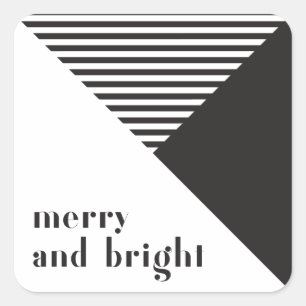 Geometrische moderne zwarte en witte kerst vierkante sticker