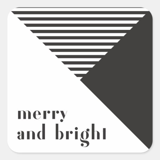 Geometrische moderne zwarte en witte kerst vierkante sticker (Voorkant)