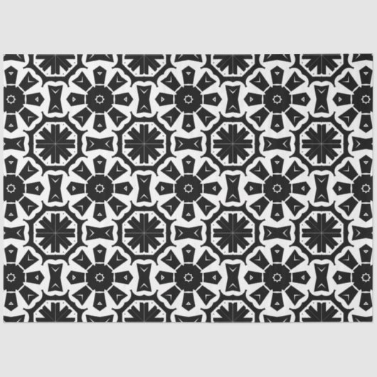 Geometrische moderne zwarte en witte mozaïekpatroo tissuepapier (Voorkant)