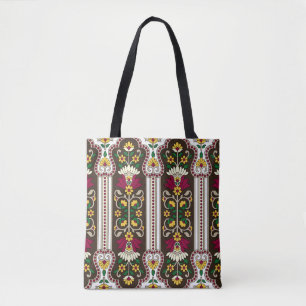 Geometrische Moghul Paisley-patroon op witte achte Tote Bag
