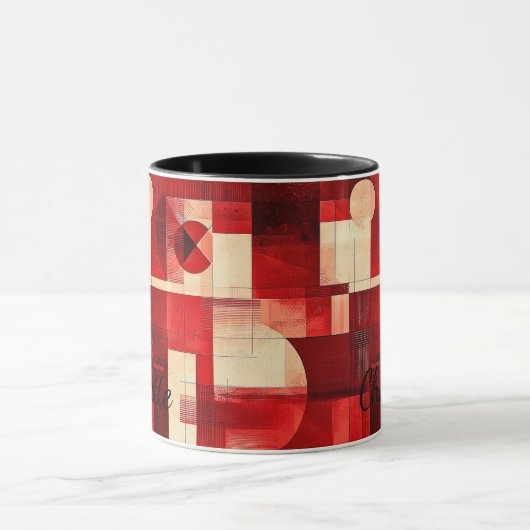  geometrische Mok - gepersonaliseerd rood Abstract (Midden)