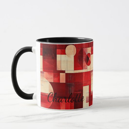  geometrische Mok - gepersonaliseerd rood Abstract (Links)