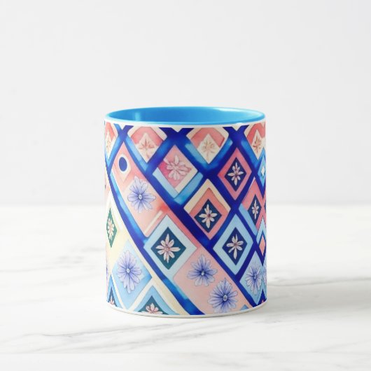 : Geometrische Mok van bloemen (Midden)