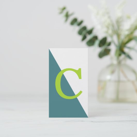 Geometrische monogram Groen Visitekaartje (Staand voorkant)