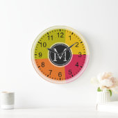 Geometrische monogram moderne retrokleuren grote klok (Huis)