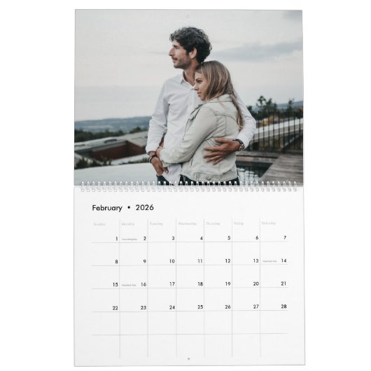 Geometrische monogram naam blush 17 foto collage kalender (Feb 2026)