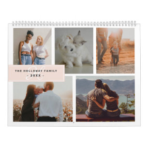 Geometrische monogram naam blush 17 foto collage kalender