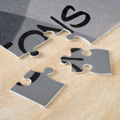 Geometrische monogram Naam Zwart-witte cirkels Legpuzzel (Zijkant)