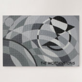 Geometrische monogram Naam Zwart-witte cirkels Legpuzzel (Horizontaal)