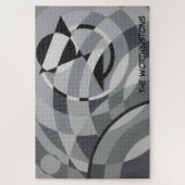 Geometrische monogram Naam Zwart-witte cirkels Legpuzzel (Verticaal)