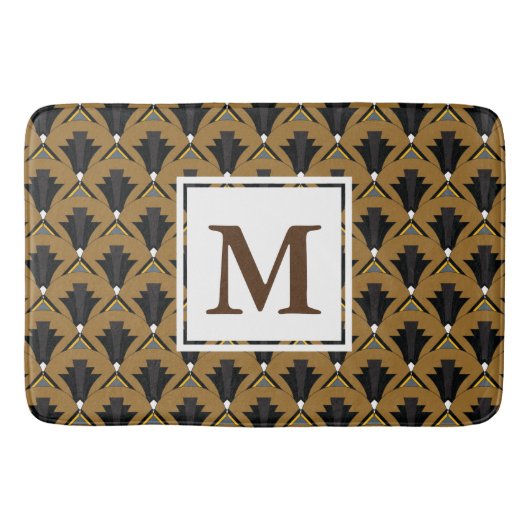 Geometrische monogrammen van de kunst van de Zwart Badmat (Voorkant)