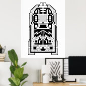 Geometrische monoliet Abstract zwart-wit Poster (Thuiskantoor)