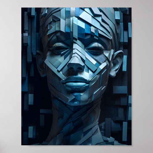 Geometrische mooie vrouwen gezicht vorm Vrouw meis Poster (Voorkant)