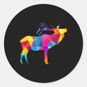 Geometrische Moose Low Polygon Moose Ronde Sticker
