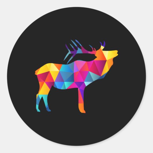 Geometrische Moose Low Polygon Moose Ronde Sticker (Voorkant)