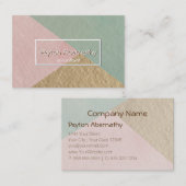 Geometrische mosgroene roze blush kraft bruin visitekaartje (Voorkant / Achterkant)