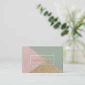 Geometrische mosgroene roze blush kraft bruin visitekaartje (Staand voorkant)