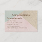 Geometrische mosgroene roze blush kraft bruin visitekaartje (Achterkant)