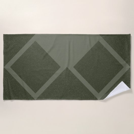 Geometrische Moss Green Diamond Beach Handdoek (Voorkant)