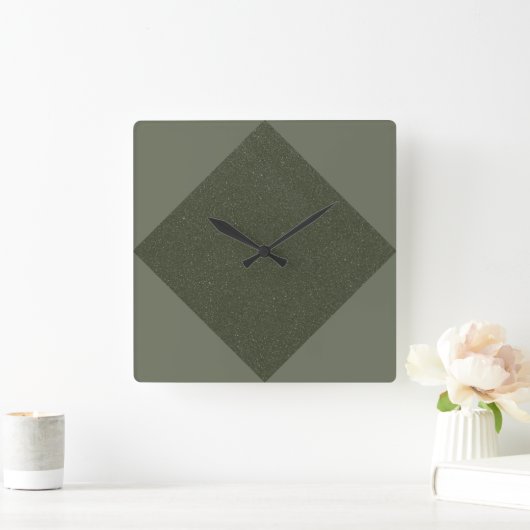 Geometrische Moss Green Wall Clock Vierkante Klok (Huis)