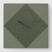 Geometrische Moss Green Wall Clock Vierkante Klok (Voorkant)