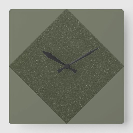 Geometrische Moss Green Wall Clock Vierkante Klok (Voorkant)