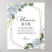 Geometrische mosterd Blauwe Floral Mimosa Bar Poster (Voorkant)