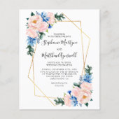 Geometrische mosterd Blue Blush Pink Budget Wedden (Voorkant)