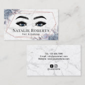 Geometrische mosterd Blue Floral Marble Beauty Sal Visitekaartje (Voorkant / Achterkant)