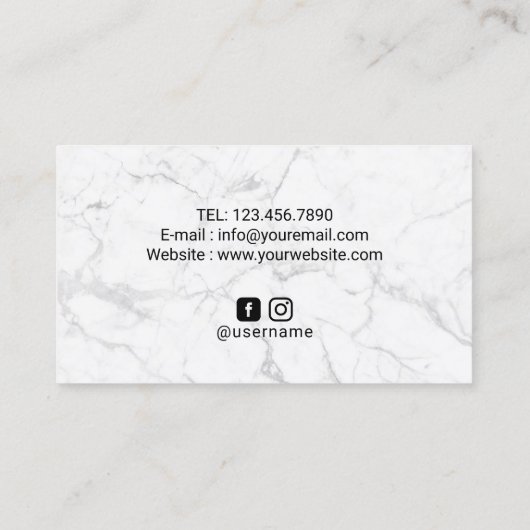 Geometrische mosterd Blue Floral Marble Beauty Sal Visitekaartje (Achterkant)