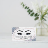 Geometrische mosterd Blue Floral Marble Beauty Sal Visitekaartje (Staand voorkant)