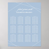Geometrische mosterd Blue Peony Wedding Seating Ch Poster (Voorkant)