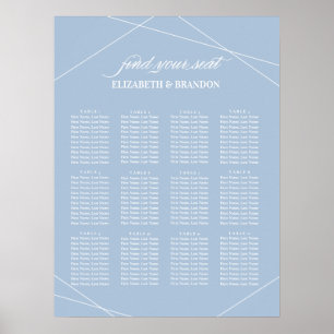 Geometrische mosterd Blue Peony Wedding Seating Ch Poster