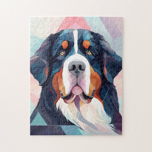 Geometrische motieven abstracte hond bernese berg legpuzzel (Verticaal)