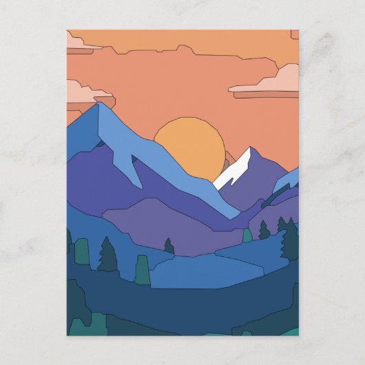 Geometrische Mountain Sunset Briefkaart (Voorkant)