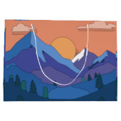 Geometrische Mountain Sunset Groot Cadeauzakje (Achterkant)
