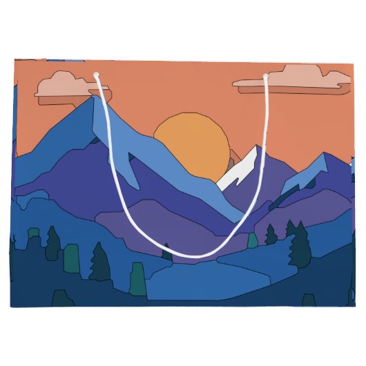 Geometrische Mountain Sunset Groot Cadeauzakje (Achterkant)