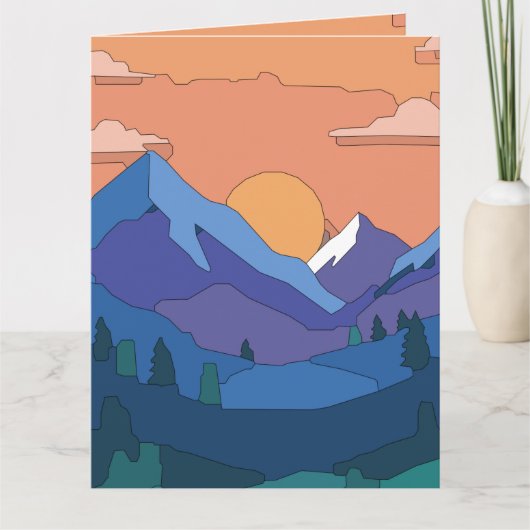 Geometrische Mountain Sunset Kaart (Voorkant)