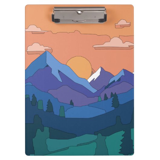 Geometrische Mountain Sunset Klembord (Voorkant)