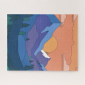 Geometrische Mountain Sunset Legpuzzel (Horizontaal)