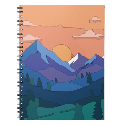 Geometrische Mountain Sunset Notitieboek (Voorkant)