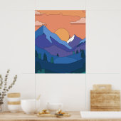 Geometrische Mountain Sunset Poster (Keuken)