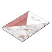 Geometrische mousserende roze en goudmarmer-laptop notitieboek (Linkerzijde)
