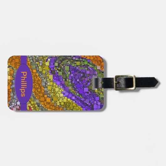 Geometrische mozaïek, Abstract in de "Earthy Autum Bagagelabel (Voorkant horizontaal)